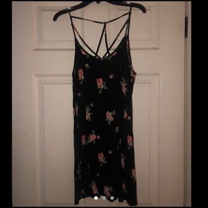 Black and pink floral slip dress.
